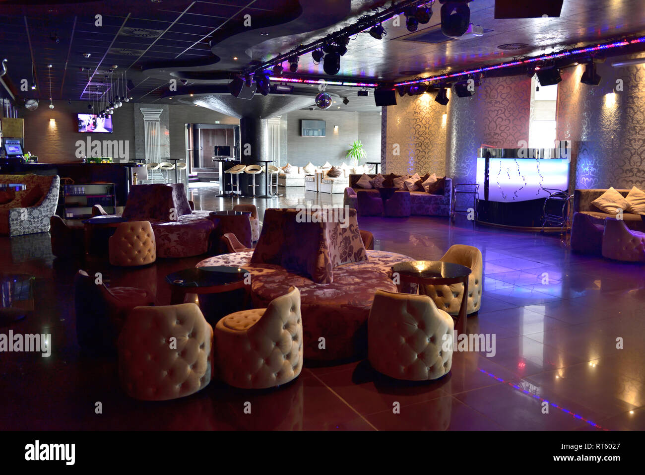 T-Anker, Intérieur de restaurant et discothèque situé à haut de centre commercial Kotva, Prague, République Tchèque Banque D'Images