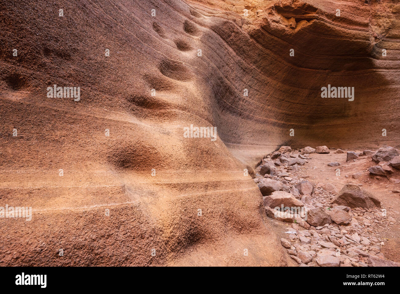 Scenic canyon calcaire, Barranco de las Vacas dans Gran Canaria, Îles Canaries Espagne . Banque D'Images