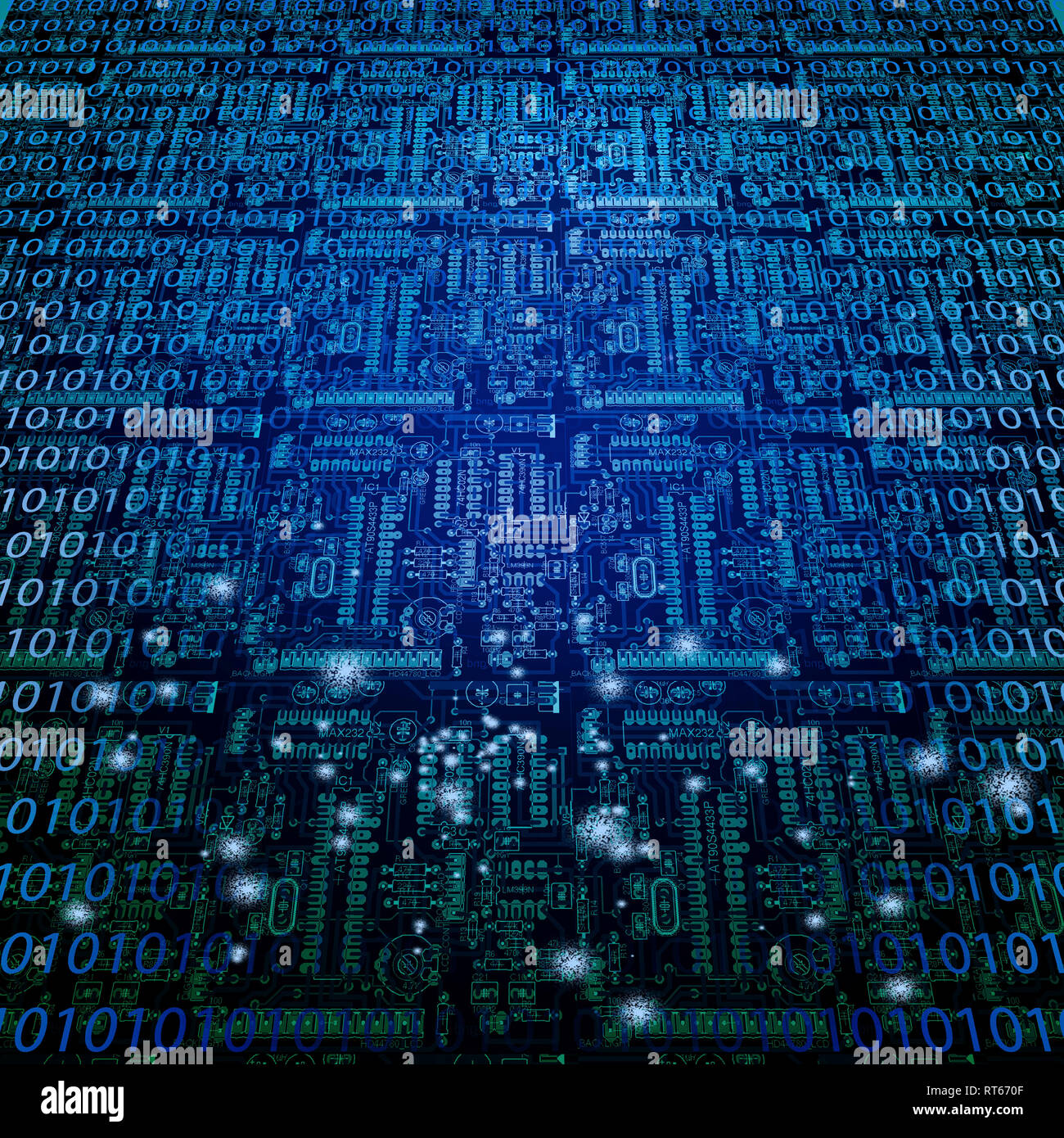 Le langage machine et le circuit historique Banque D'Images