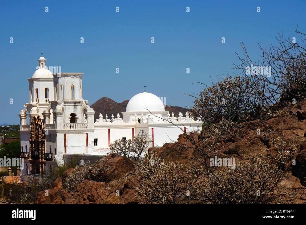 Monument Historique, Mission San Xavier a été fondée comme une mission catholique par le père Eusebio Kino en 1692. Banque D'Images