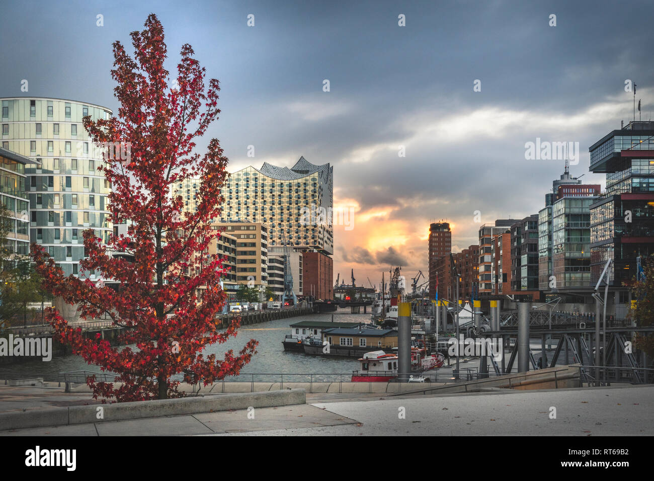 Allemagne, Hambourg, Elbe Philharmonic Hall en automne Banque D'Images