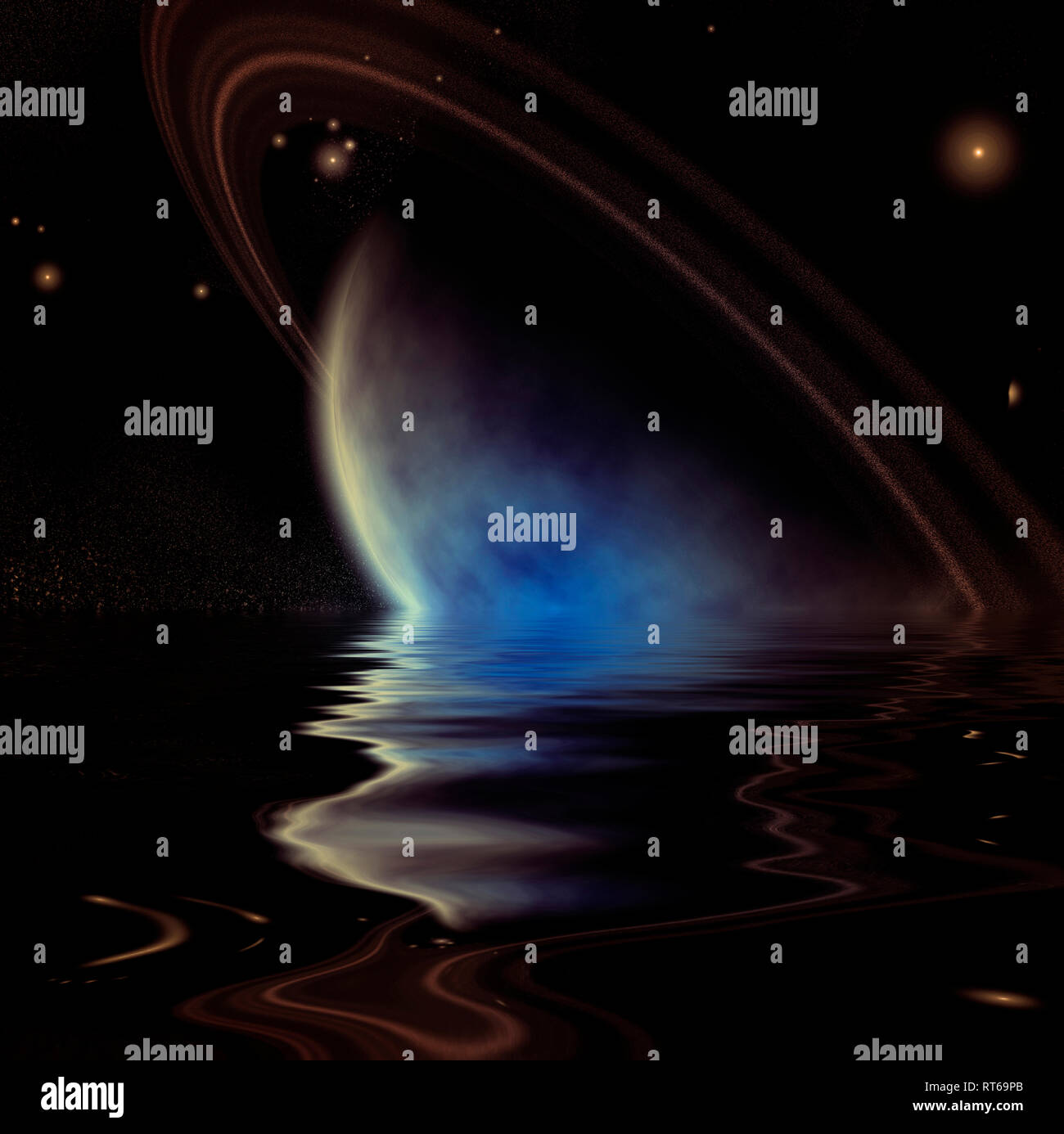 Exoplanète sur les eaux calmes. Banque D'Images