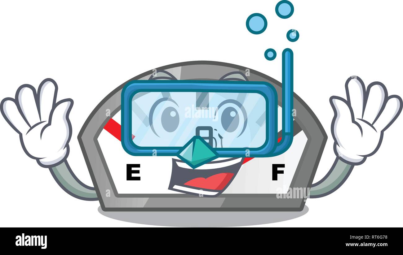 L'essence de plongée isolés dans la caricature avec indicateur Illustration de Vecteur