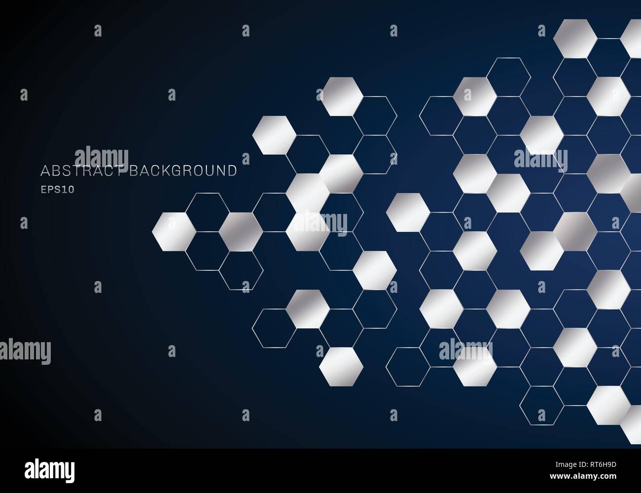 Résumé motif géométrique d'hexagones argent métallique sur fond bleu foncé style technologie. Vector illustration Illustration de Vecteur