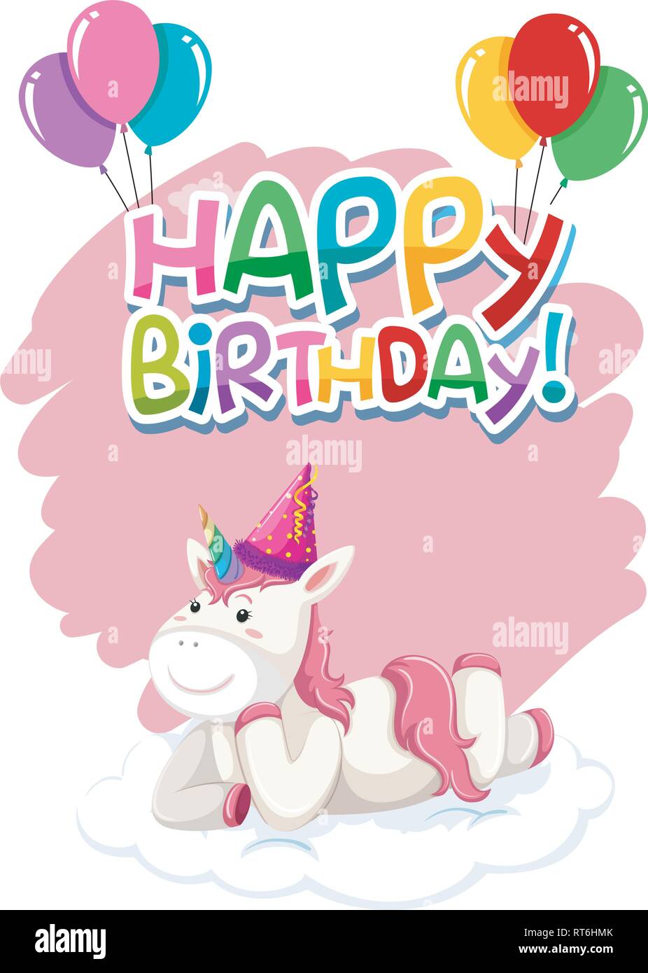 Une jolie icône illustration unicorn joyeux anniversaire Illustration de Vecteur