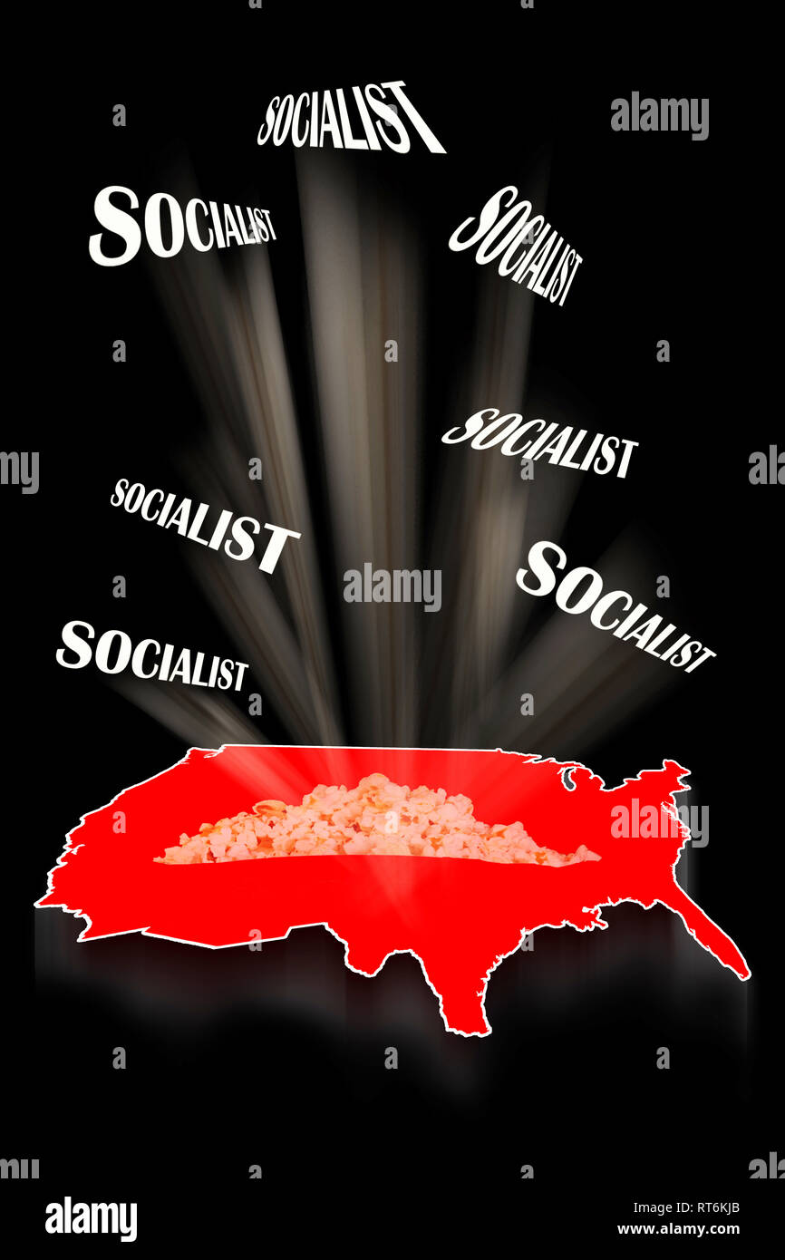 Carte d'Amérique socialiste rouge fou. Banque D'Images