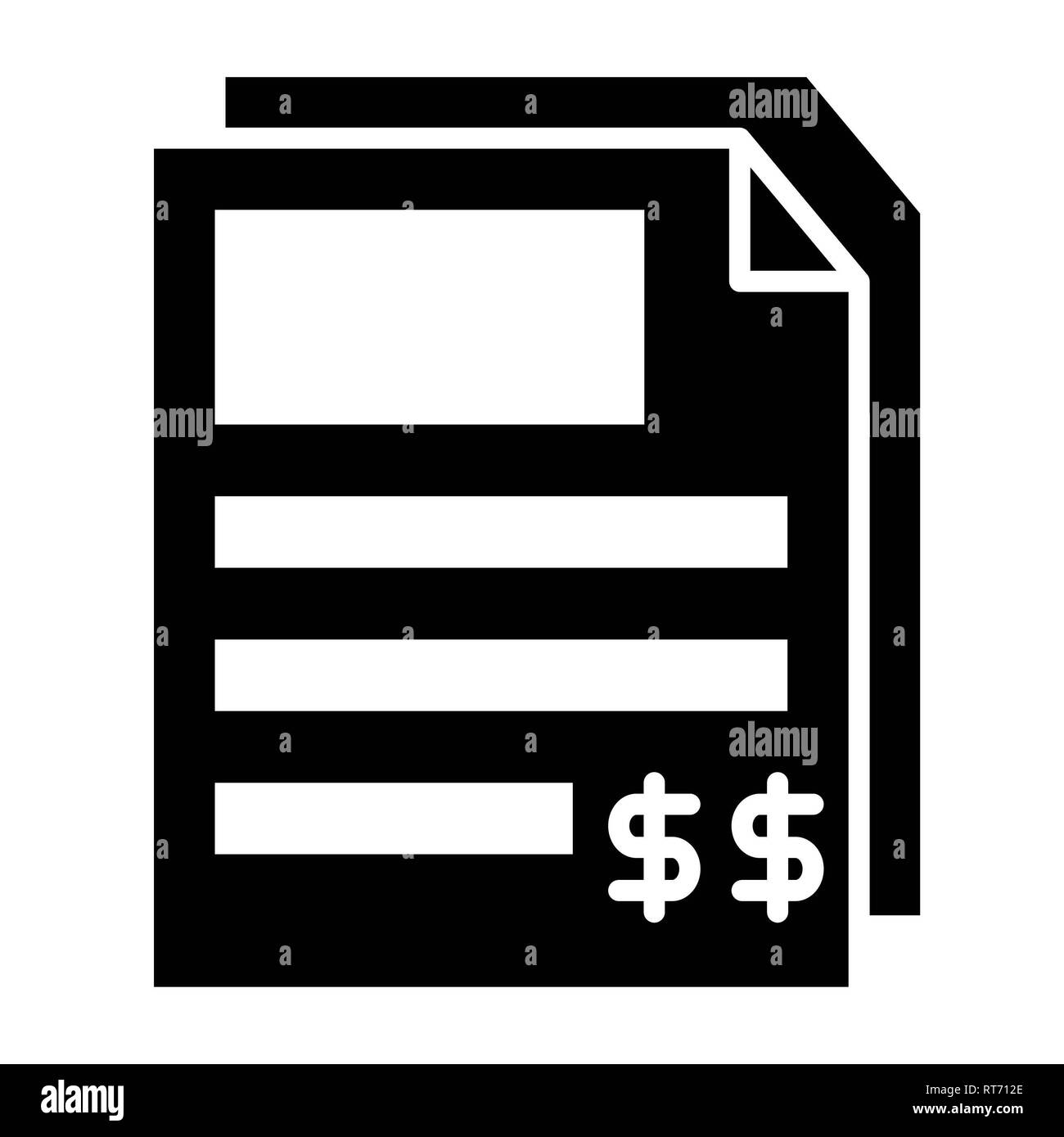 L'icône de facture, Vector Illustration, Finances Glyph Banque D'Images