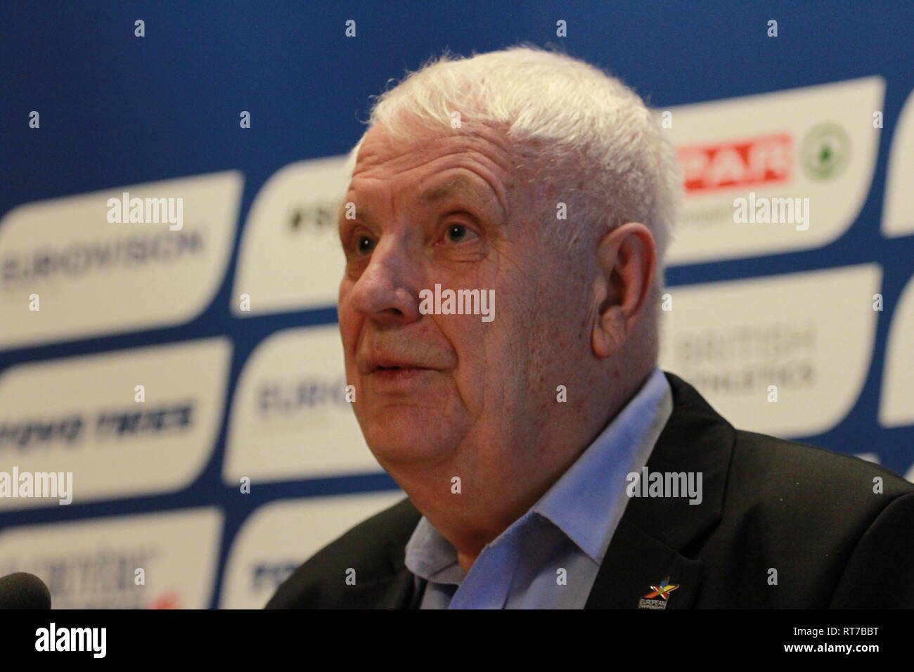 Glasgow, Royaume-Uni. 28 Février, 2019. Svein Arne Hansen (NOR) - European Athletics Président au cours de la conférence de presse d'ouverture à l'Europe d'athlétisme 2019 Crédit : Ben Booth/Alamy Live News Banque D'Images