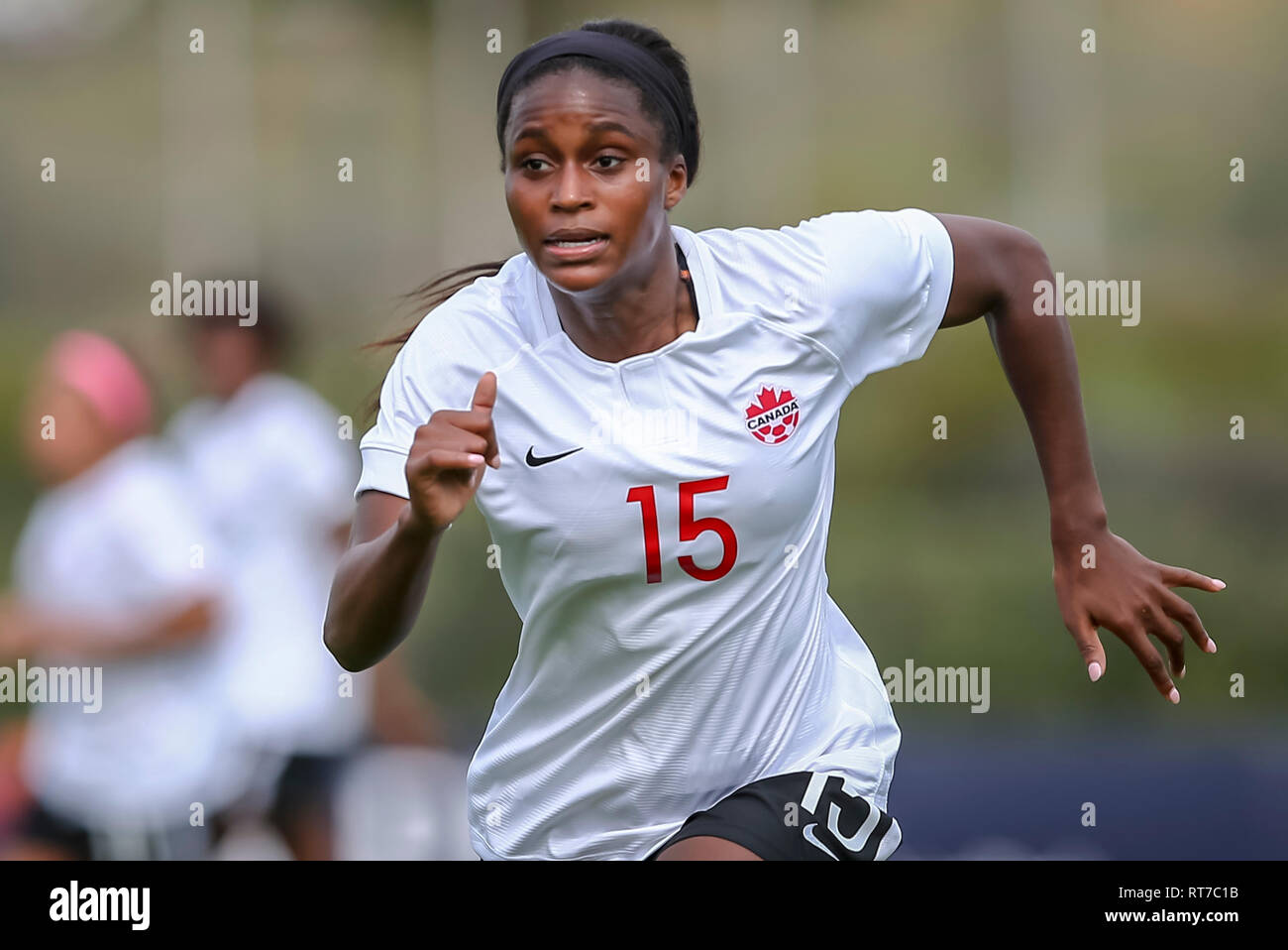 Le Portugal, 8400-421. Feb 27, 2019. 27-02, 8400-421-2019, Bela Vista Stade Municipal, Algarve Cup 2019, le Canada - Islande (femmes), Canada dvd Nichelle Prince pendant le match Canada - Islande (femmes) : Crédit Photos Pro/Alamy Live News Banque D'Images