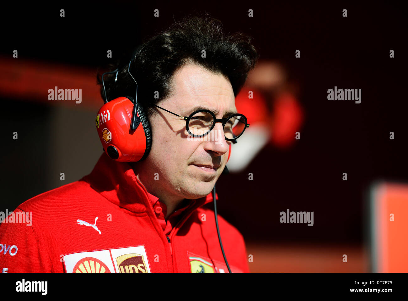 Circuit de Barcelona-Catalunya, Barcelone, Espagne. 28 Février, 2019. La formule un test ; Mattia Binotto et ingénieur principal de l'équipe de la Scuderia Ferrari à la voie des stands pendant l'épreuve de Formule 1 jours de crédit : Action Plus Sport/Alamy Live News Banque D'Images