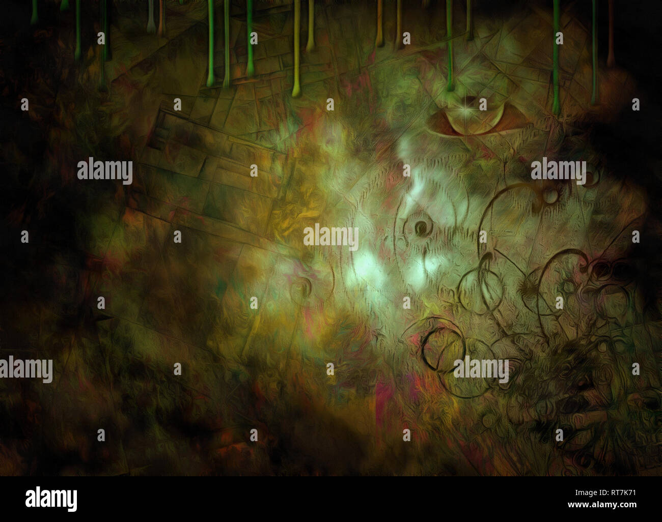 Peinture surréaliste dans des couleurs neutres. Banque D'Images