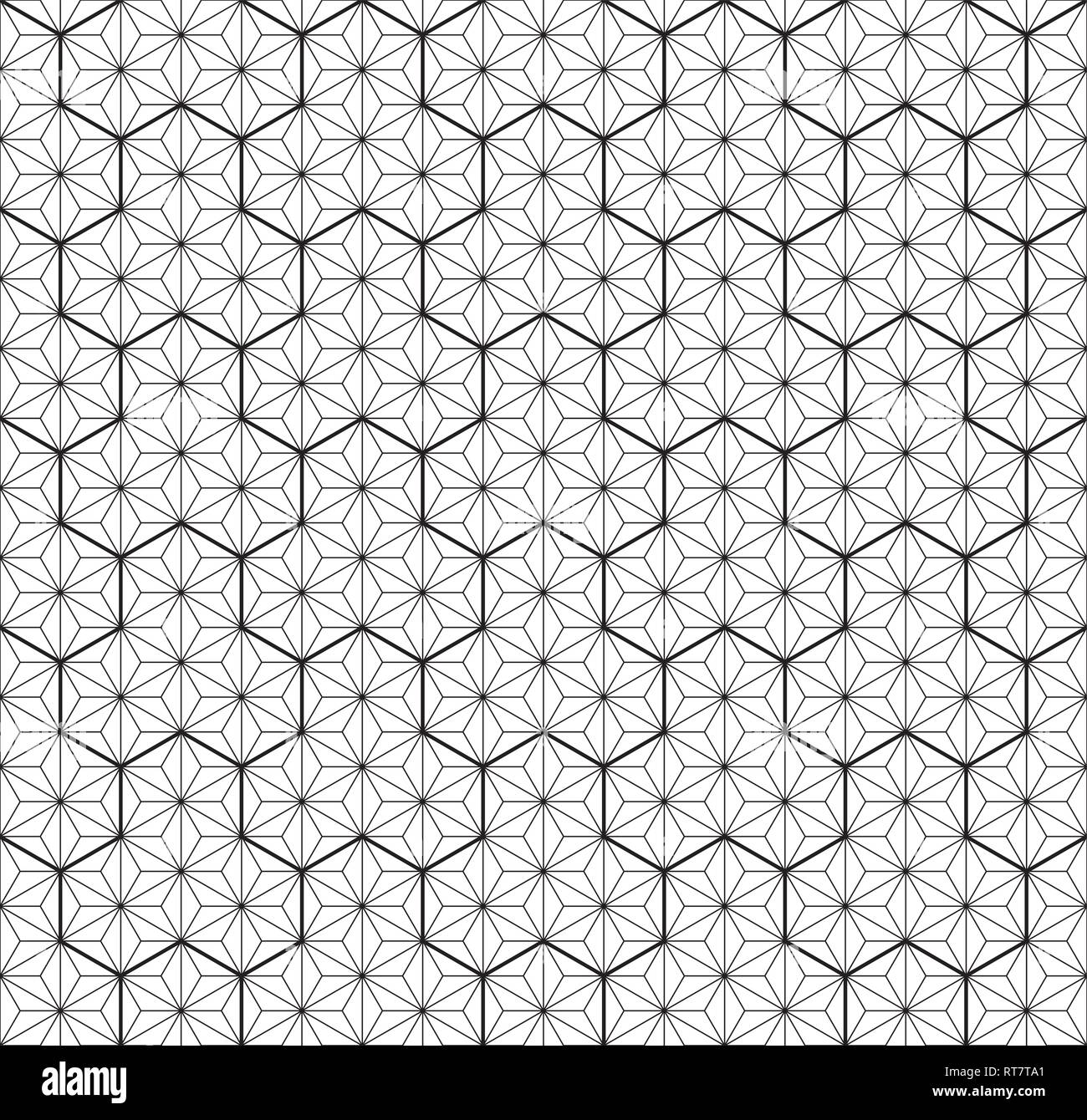 Motif géométrique uniforme japonais noir et blanc .silhouette aux lignes fines et moyennes.pour modèle de conception, du textile, du papier d'emballage en tissu,laser,cu Illustration de Vecteur