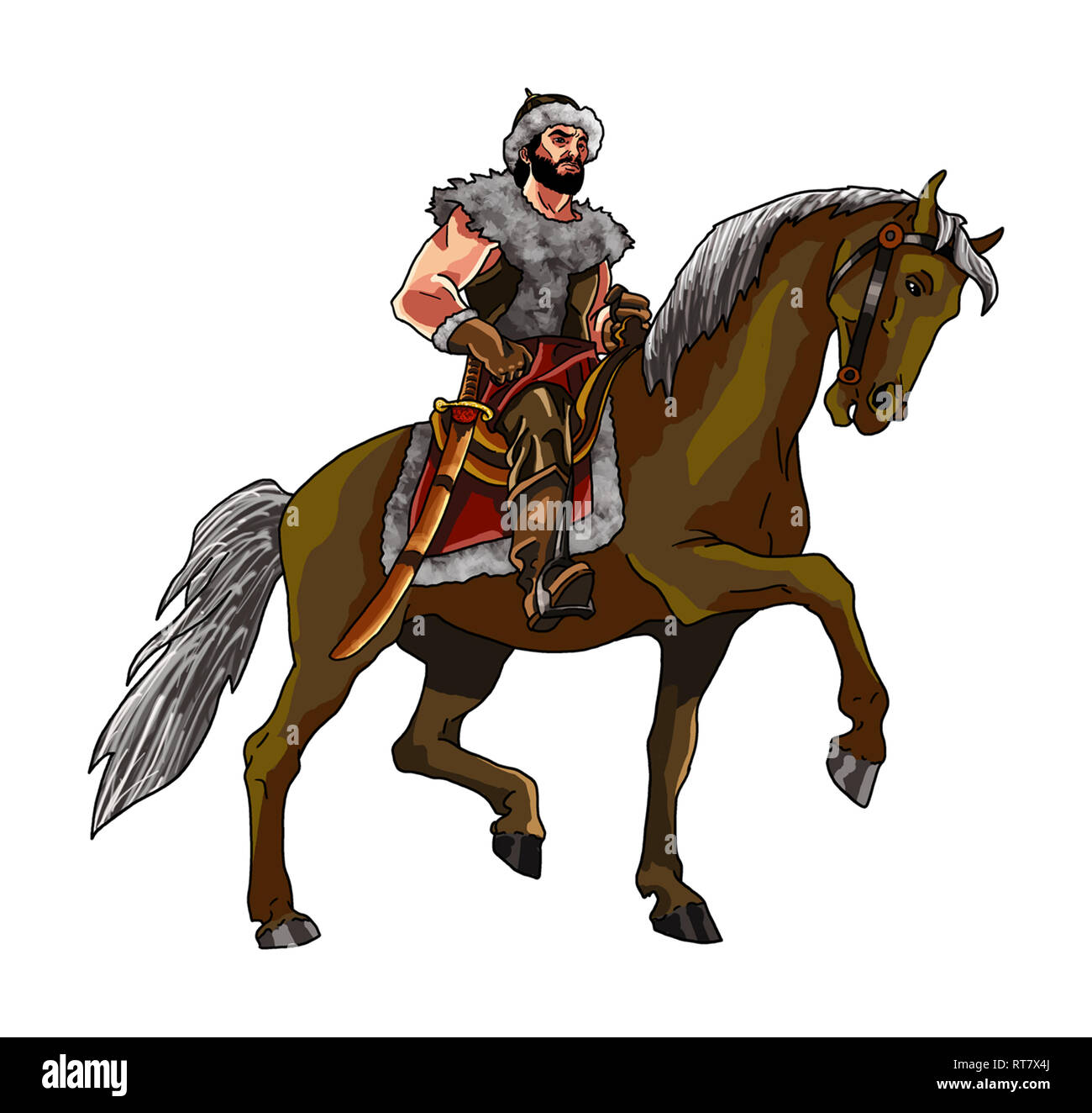 Guerrier traditionnel turc avec armure et d'armes Banque D'Images