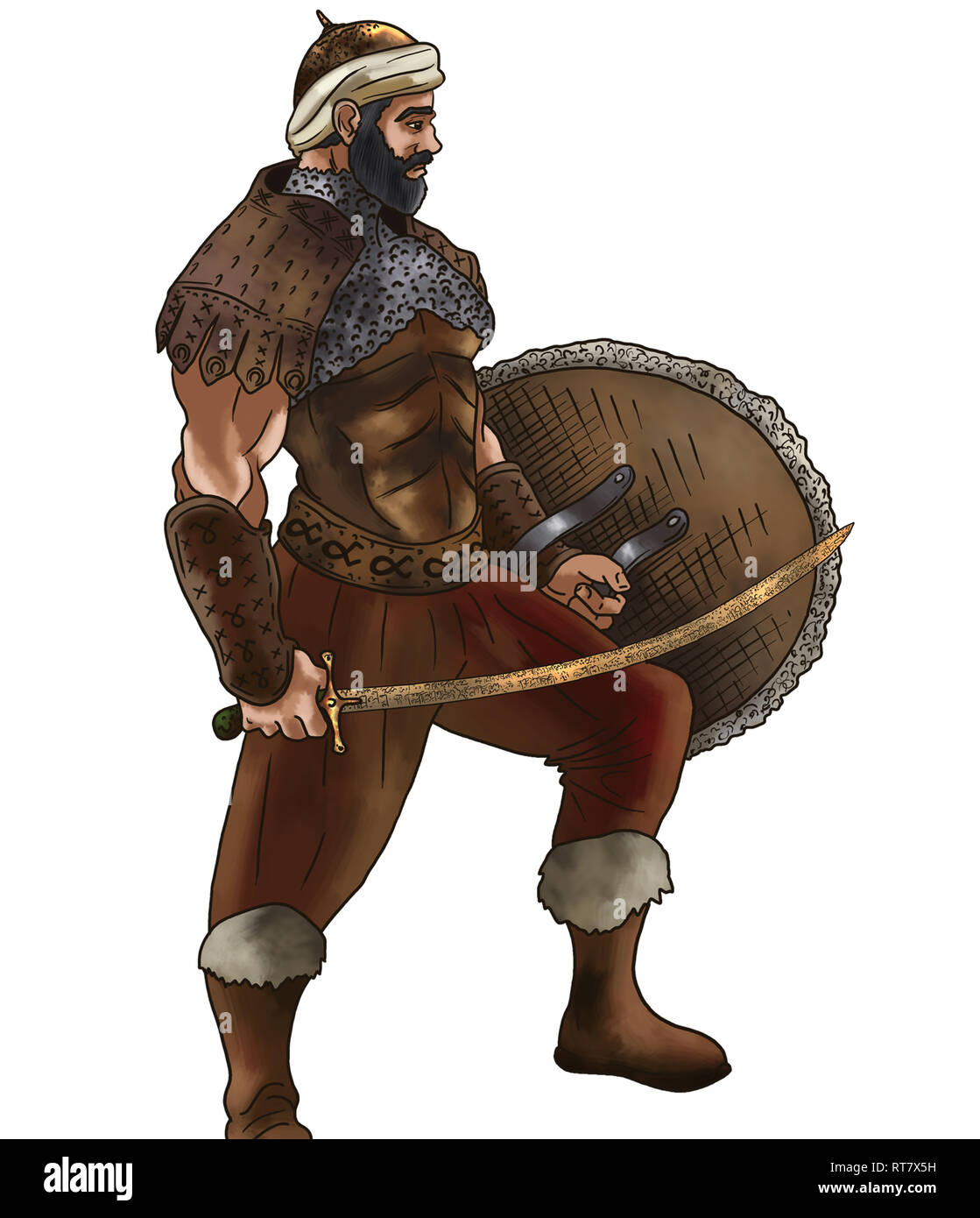 Guerrier traditionnel turc avec armure et d'armes Banque D'Images