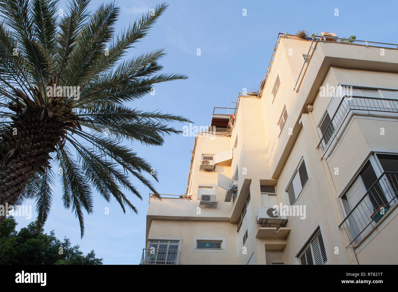 Israël, Tel Aviv, Ville Blanche, le Boulevard Rothschild, le style Bauhaus Banque D'Images