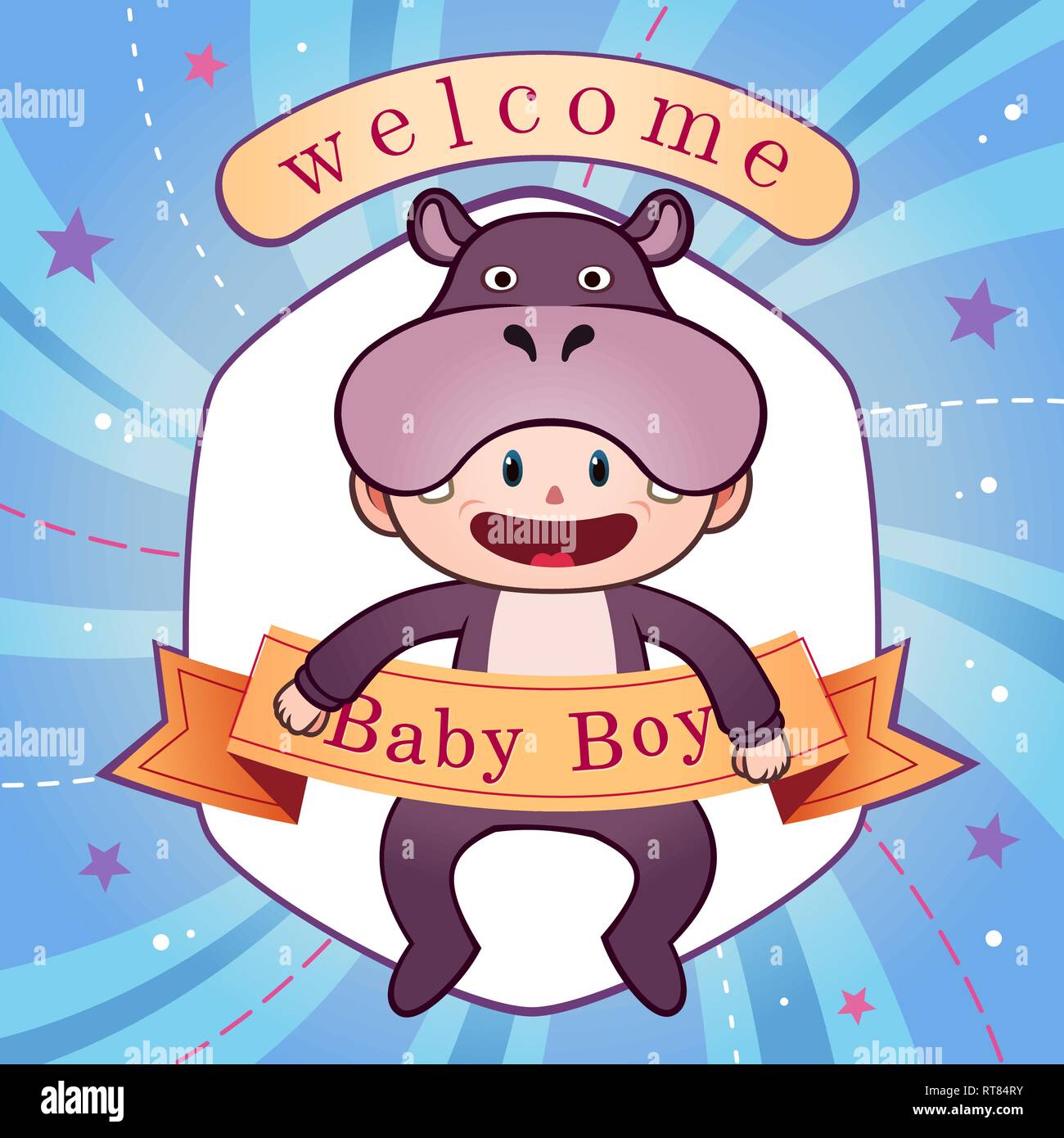 Bebe Nouveau Ne De Celebration Carte Postale Ancienne Banniere Mignon Modele Vector Illustration Image Vectorielle Stock Alamy