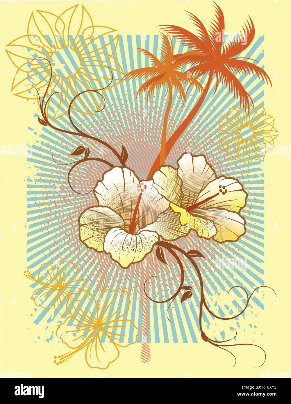 Fond d'Hibiscus Illustration de Vecteur