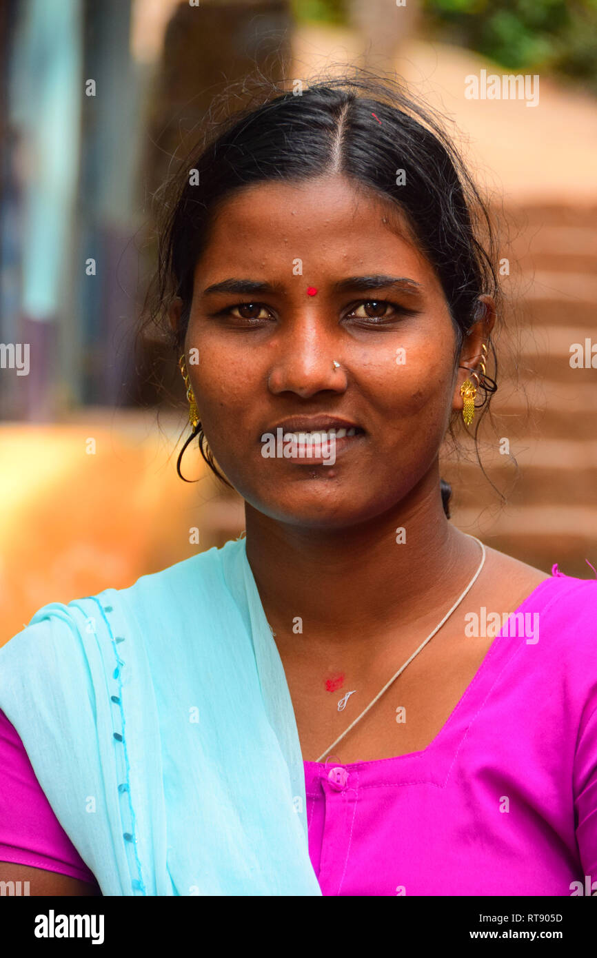 Portrait, jeune Indienne, Cochin, Kerala, Inde Banque D'Images