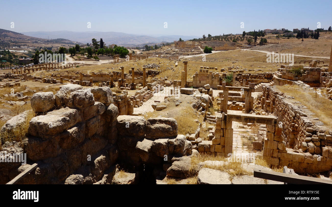 Ville romaine de Jerash (Gérasa), Jordanie, vestiges romains Banque D'Images