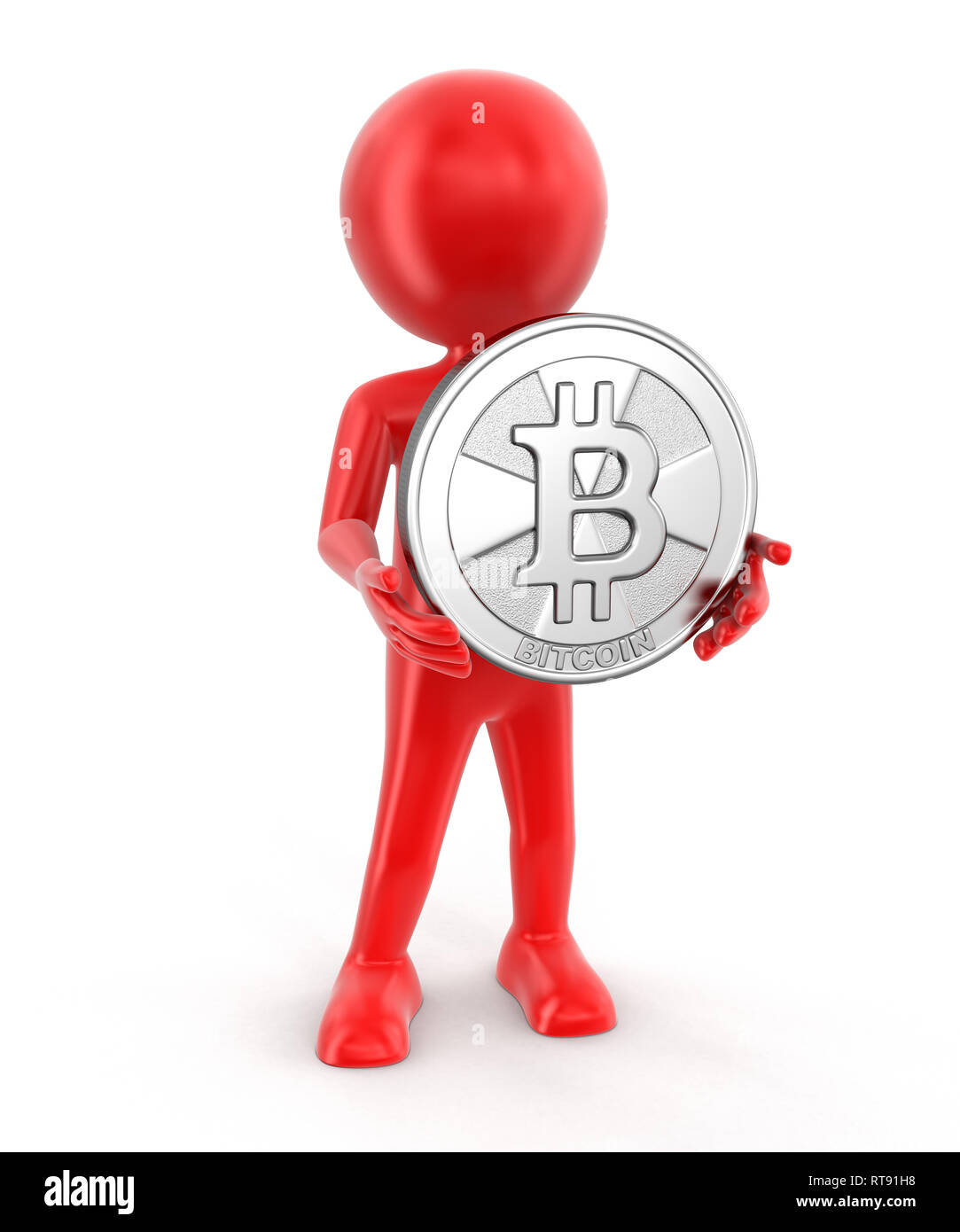 L'homme et de Bitcoin. Image avec clipping path Banque D'Images