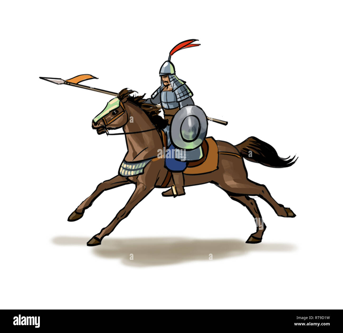 Guerrier avec arme et armure traditionnelle Banque D'Images