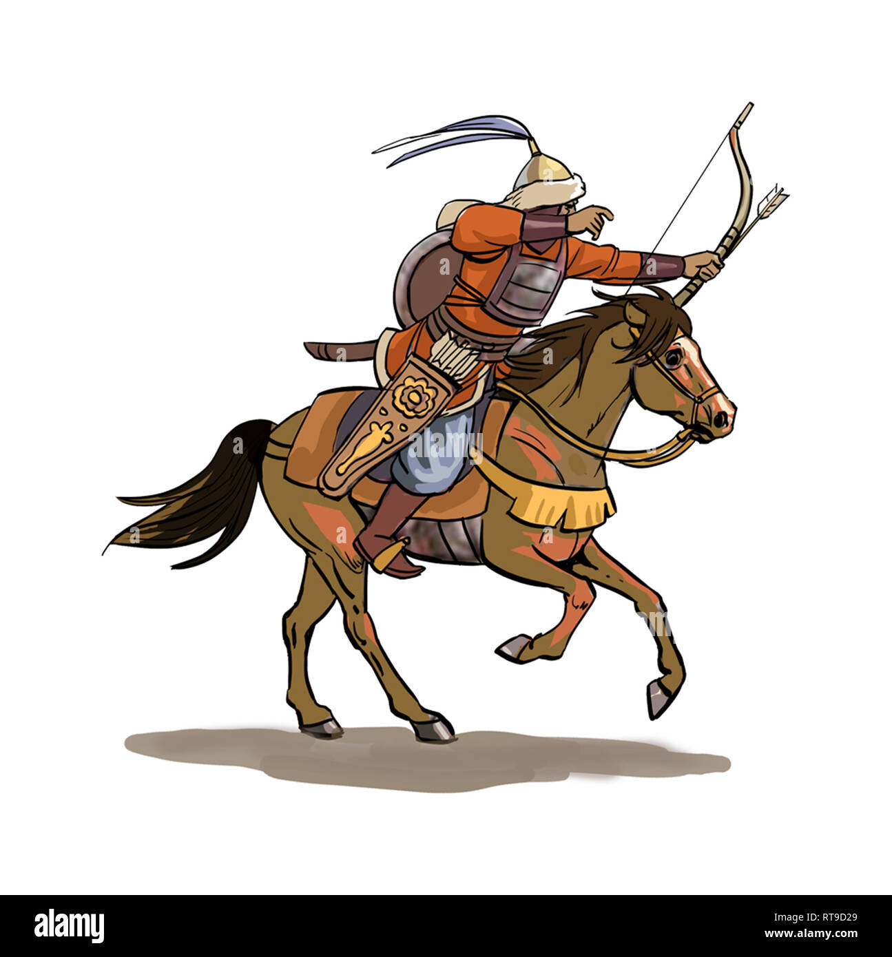 Guerrier avec arme et armure traditionnelle Banque D'Images