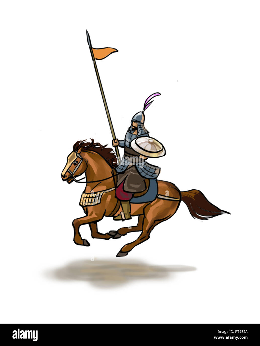Guerrier avec arme et armure traditionnelle Banque D'Images
