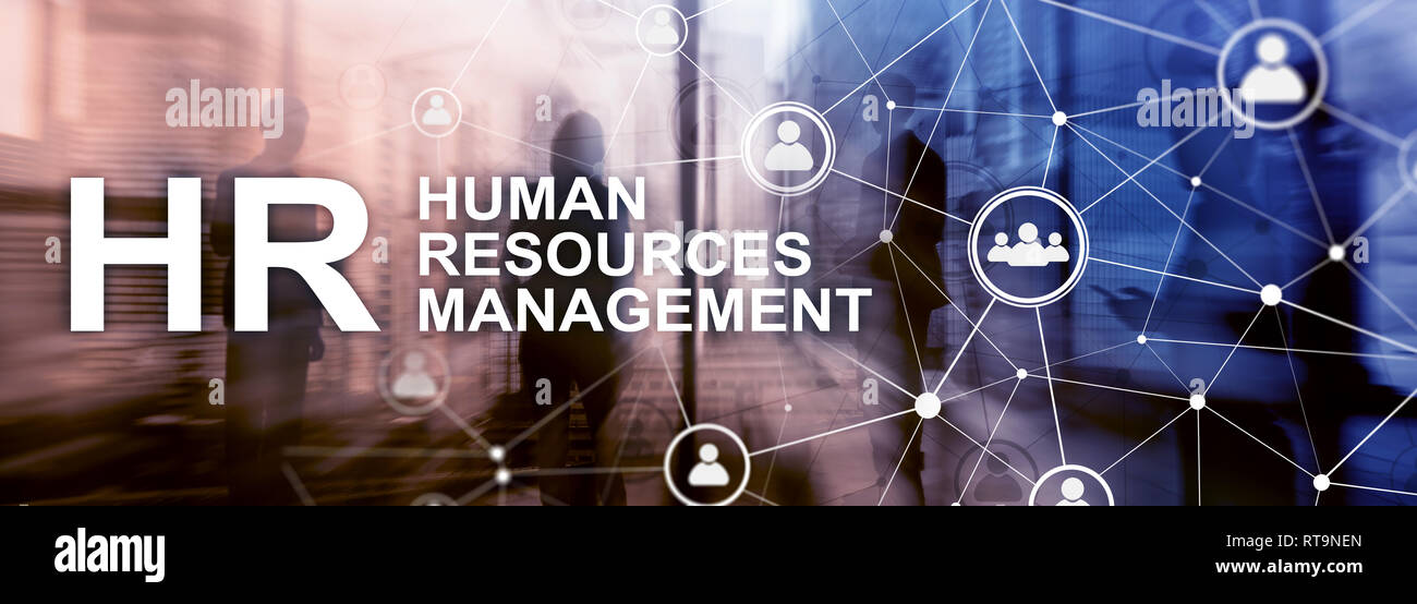 La gestion des ressources humaines, RH, Team Building et de recrutement concept sur fond flou. Banque D'Images