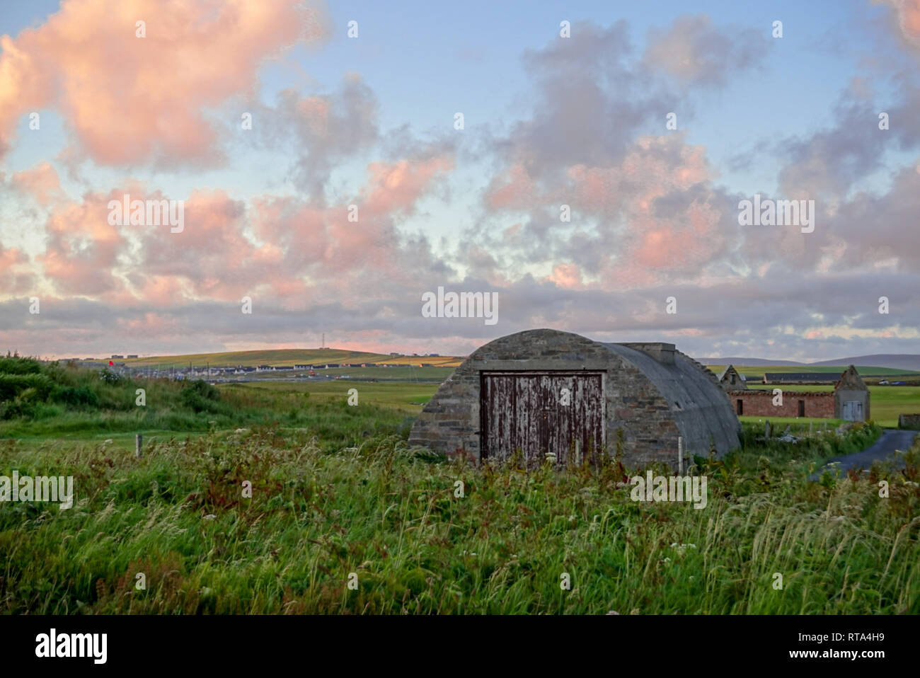Ciel rose à Orkney Banque D'Images