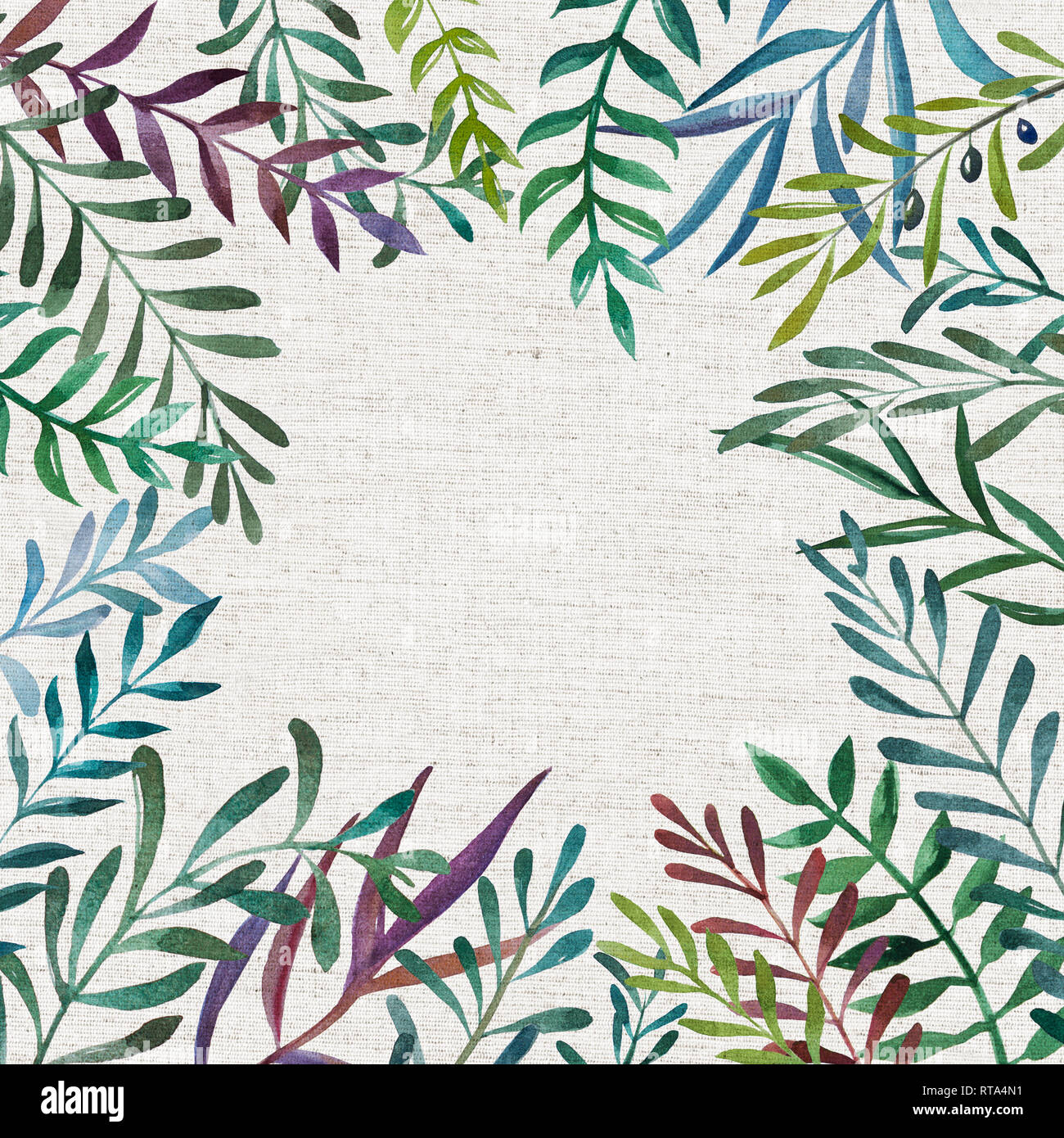 Illustration de l'aquarelle à la main des branches d'olives. Cadre graphique décoratif pour stigmatiser, invitations, carte de vœux. Illustration à vint Banque D'Images Illustration de l'aquarelle à la main des branches d'olives. Cadre graphique décoratif pour stigmatiser, invitations, carte de vœux. Illustration à vint Banque D'Images
