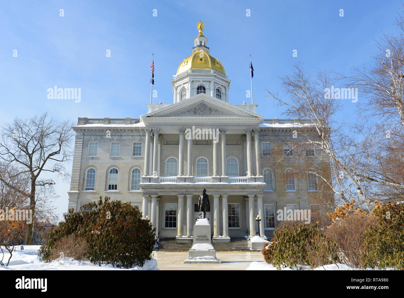 New Hampshire State House en hiver, Concord, New Hampshire, USA. New Hampshire State House est le plus ancien de la nation state house, construit en 1816 - 1819. Banque D'Images