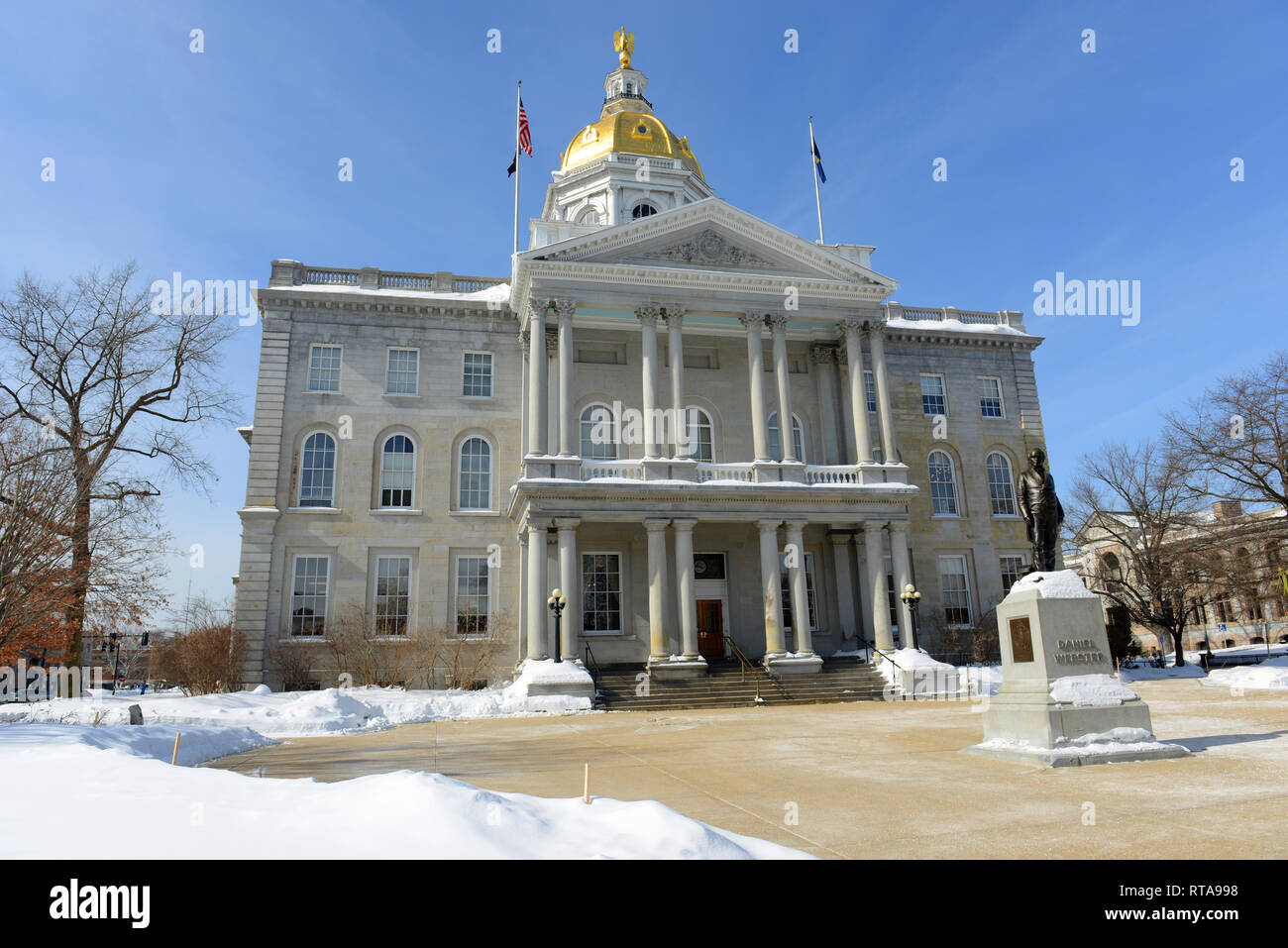 New Hampshire State House en hiver, Concord, New Hampshire, USA. New Hampshire State House est le plus ancien de la nation state house, construit en 1816 - 1819. Banque D'Images