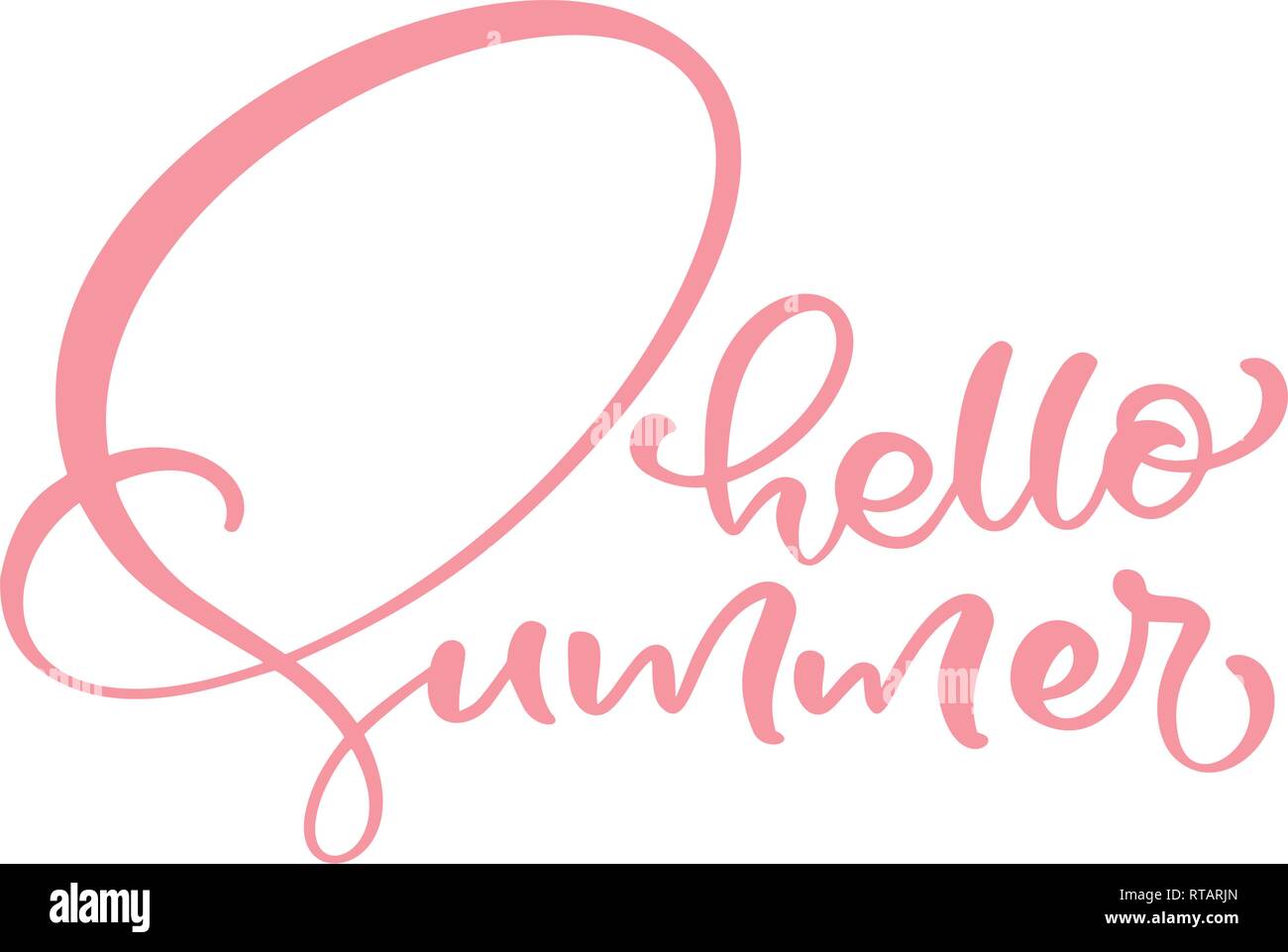 Lettrage calligraphie expression Bonjour l'été. Vector Hand Drawn texte isolé. Doodle croquis design pour carte de souhaits, Album, imprimer Illustration de Vecteur