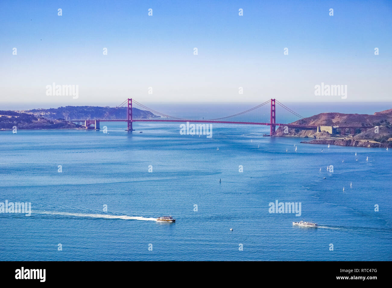 Golden Gate Bridge voir d'Angel Island, Californie Banque D'Images