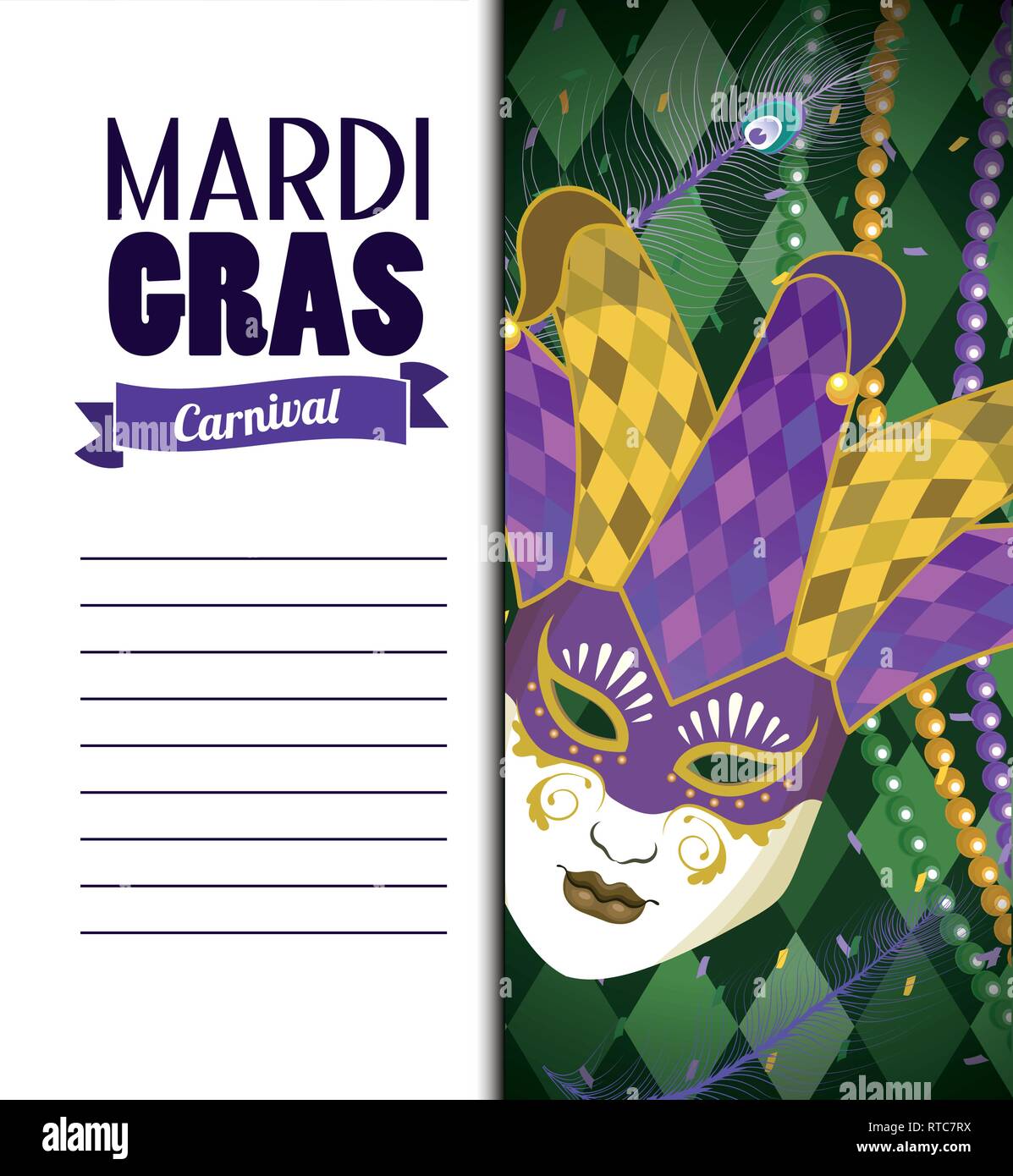 Carte De Mardi Gras Avec Masque Et Chapeau De Joker Image Vectorielle Stock Alamy