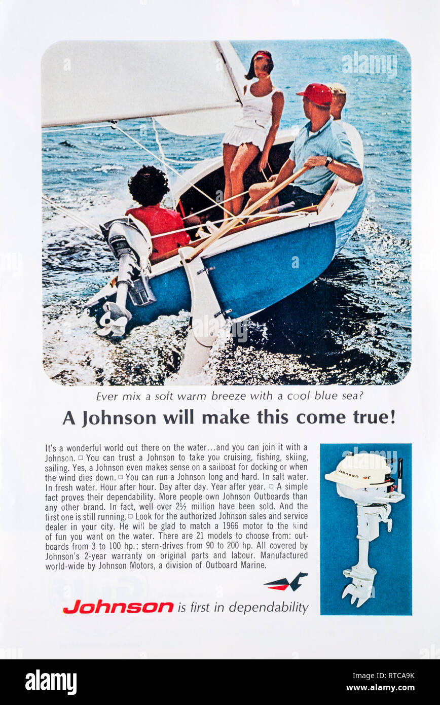 Publicité Originale Johnson GT 150 V6 - Moteur Hors-bord 1983 - Vintage