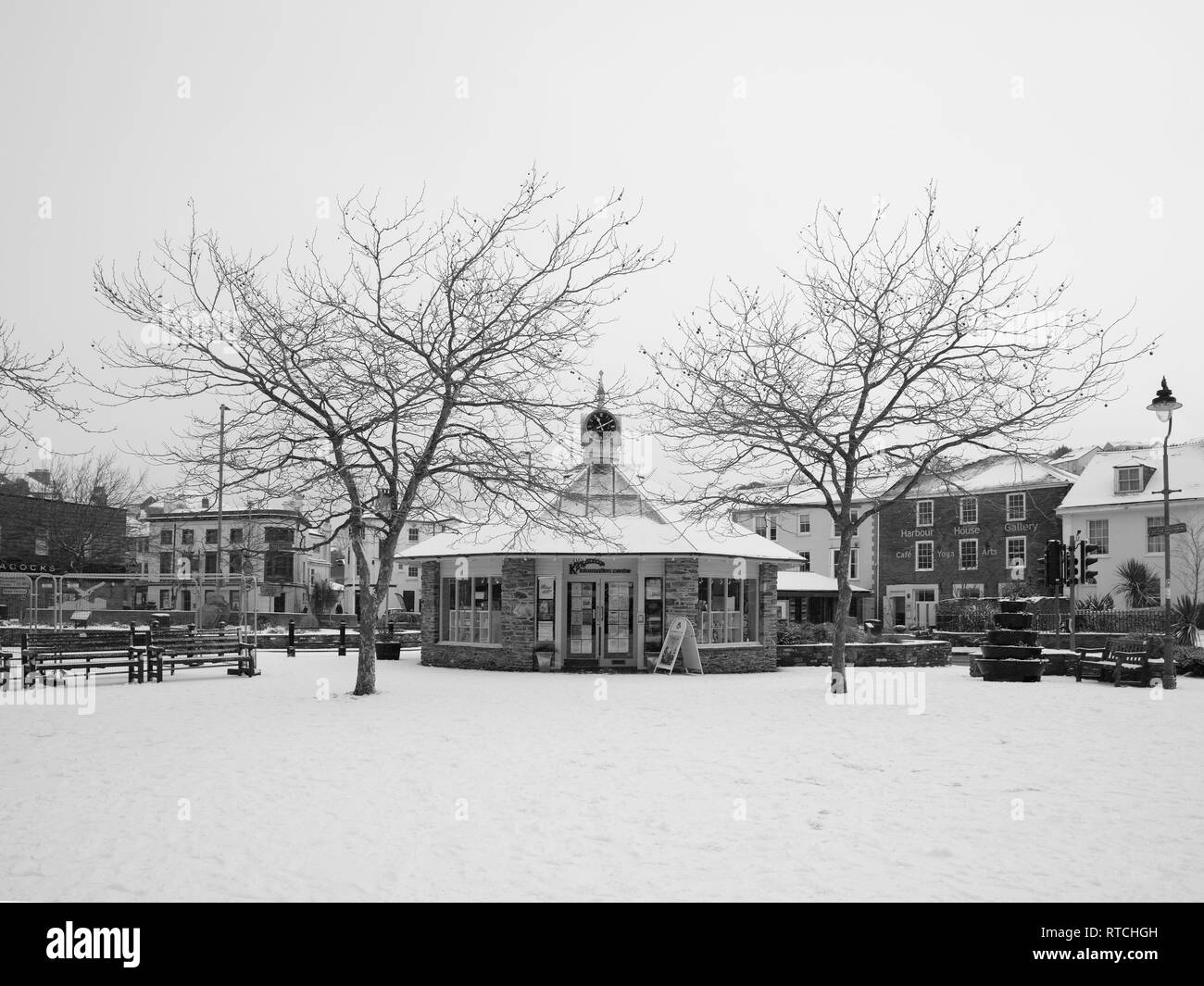 Une scène de neige après la bête de l'est frappé le sud du Devon. Dans Kingsbridge Devon est ensuite frappé par la tempête Emma. Banque D'Images