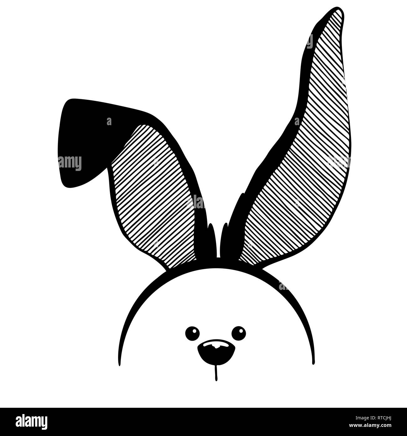 Croquis D Oreilles De Lapin Avec Une Museliere Lapin De Paques Vector Image Vectorielle Stock Alamy