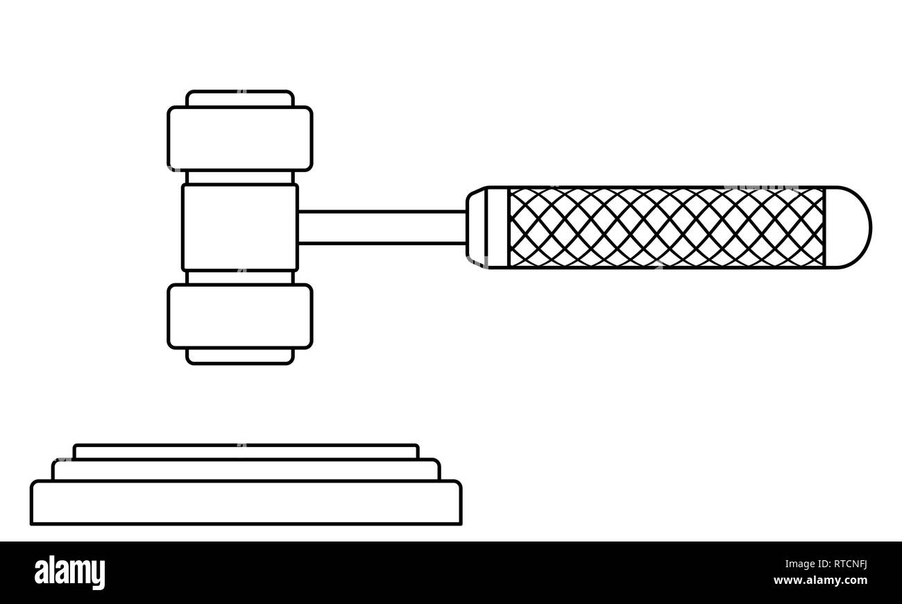 Illustration de la juge contour ou d'une vente aux enchères gavel Illustration de Vecteur