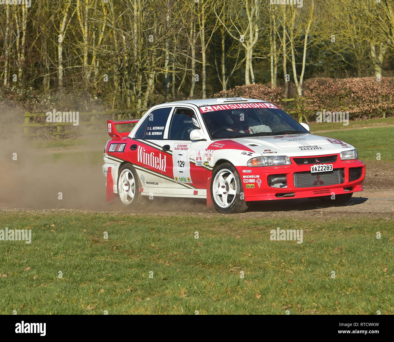 Lee Kedward, Mitsubishi Evo 3, la race, l'étape de rallye rétro, Dimanche 24 Février, 2019, rétro, nostalgie, sport, voitures, véhicules, course, voitures anciennes Banque D'Images