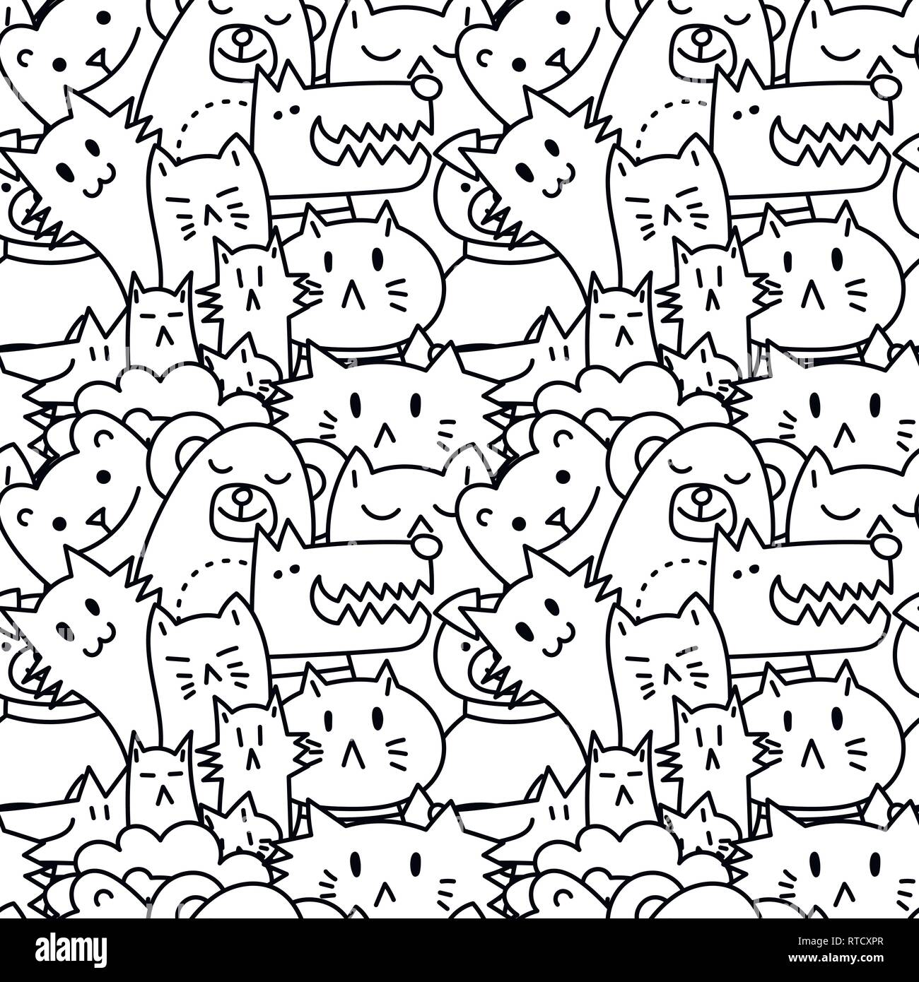 Modèle transparent avec des animaux. Chiens, Chats, lion. Vector illustration Illustration de Vecteur