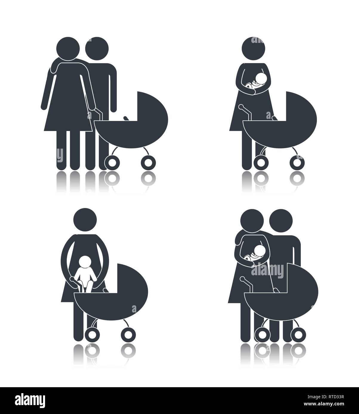 Membre de la famille avec pictogramme ensemble fils Illustration de Vecteur