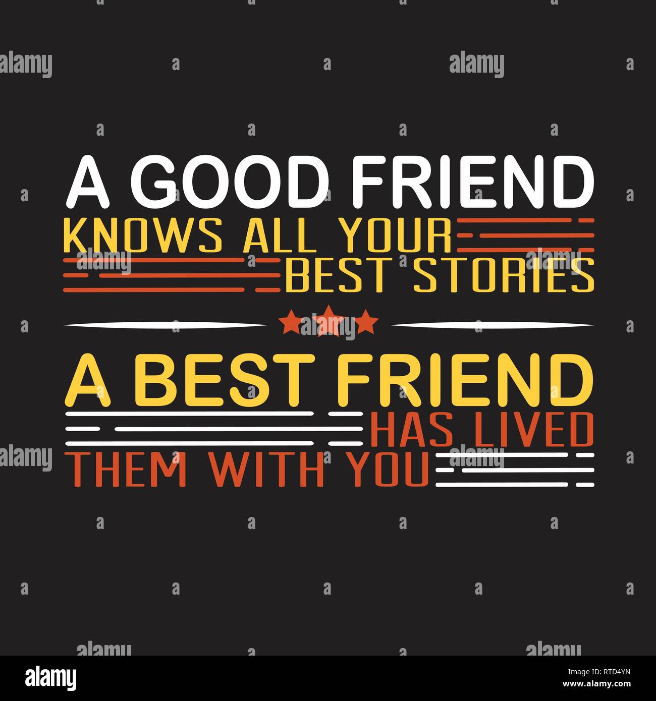 Citation d'amitié et de dire. Un bon ami le sait tous vos meilleures histoires. Illustration de Vecteur