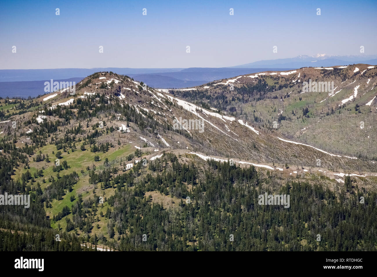 Paysage de la piste vers Mt Washburn, Yellowstone National Park Banque D'Images