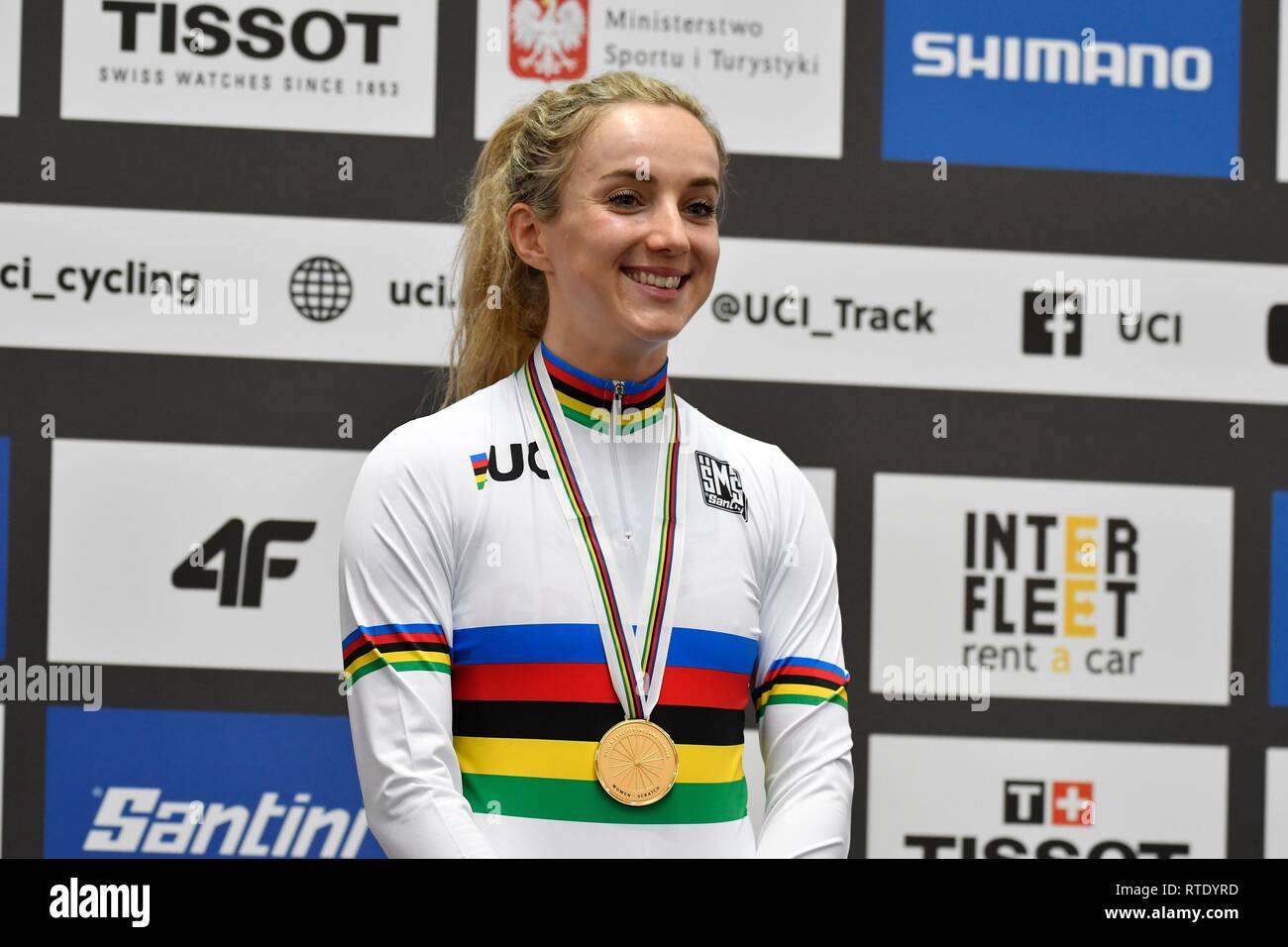 Le cyclisme sur piste Championnats du Monde UCI 2019 Le 27 février 2019 à l'arène dans Pruszk BGZ, Pologne. Elinor Barker GBR remporte le 10km zéro crédit final : Sander Chamid/SCS/AFLO/Alamy Live News Banque D'Images