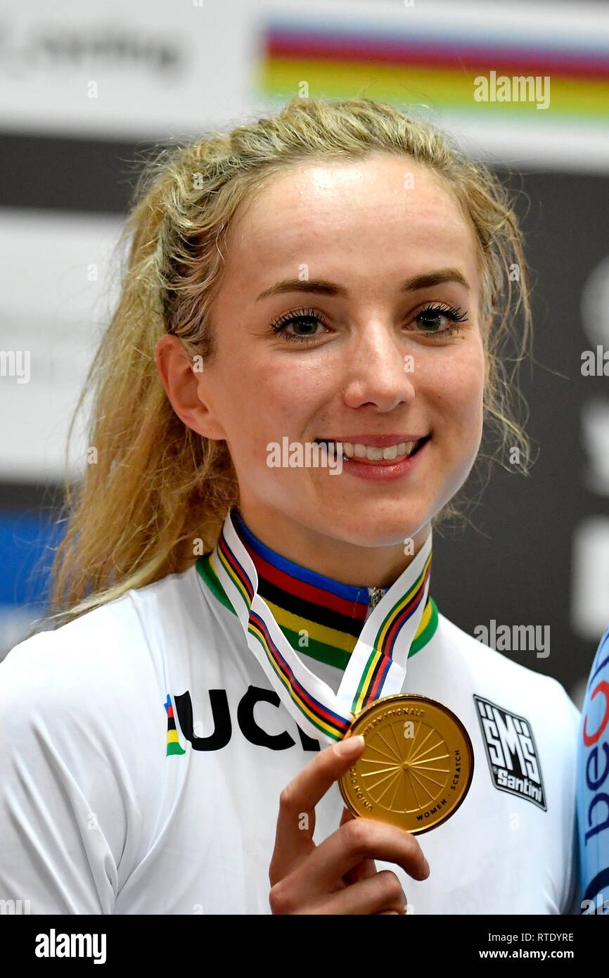 Le cyclisme sur piste Championnats du Monde UCI 2019 Le 27 février 2019 à l'arène dans Pruszk BGZ, Pologne. Elinor Barker GBR remporte le 10km zéro crédit final : Sander Chamid/SCS/AFLO/Alamy Live News Banque D'Images