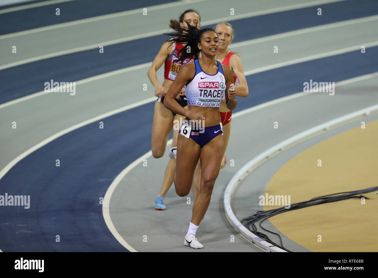 Glasgow, Royaume-Uni. 06Th Mar, 2019. Adele Tracey dans sa chaleur de la Women's 800 m à l'intérieur d'Europe d'athlétisme 2019 Crédit : Ben Booth/Alamy Live News Banque D'Images