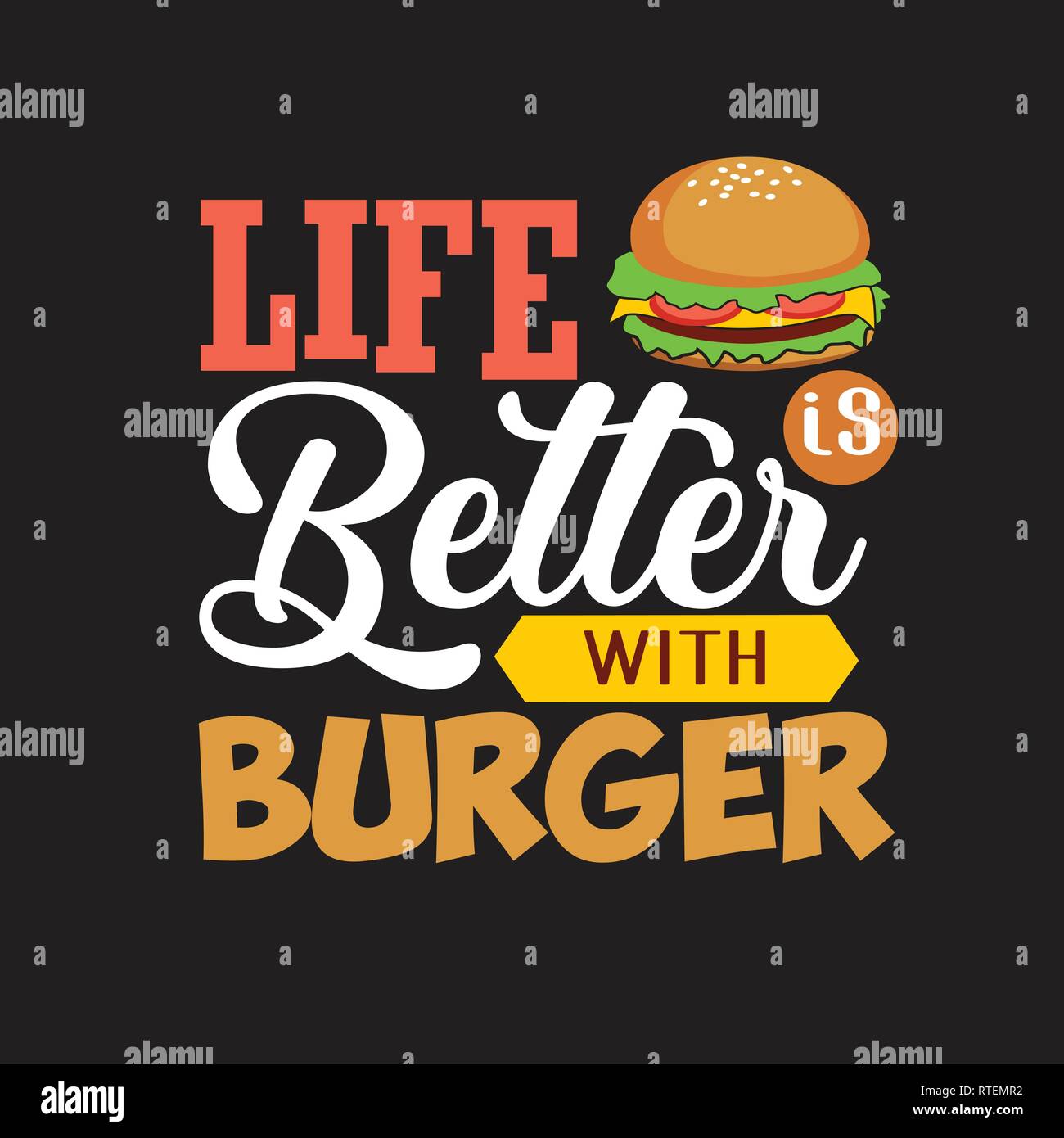 Burger Devis et dire bon pour la conception d'impression. Illustration de Vecteur
