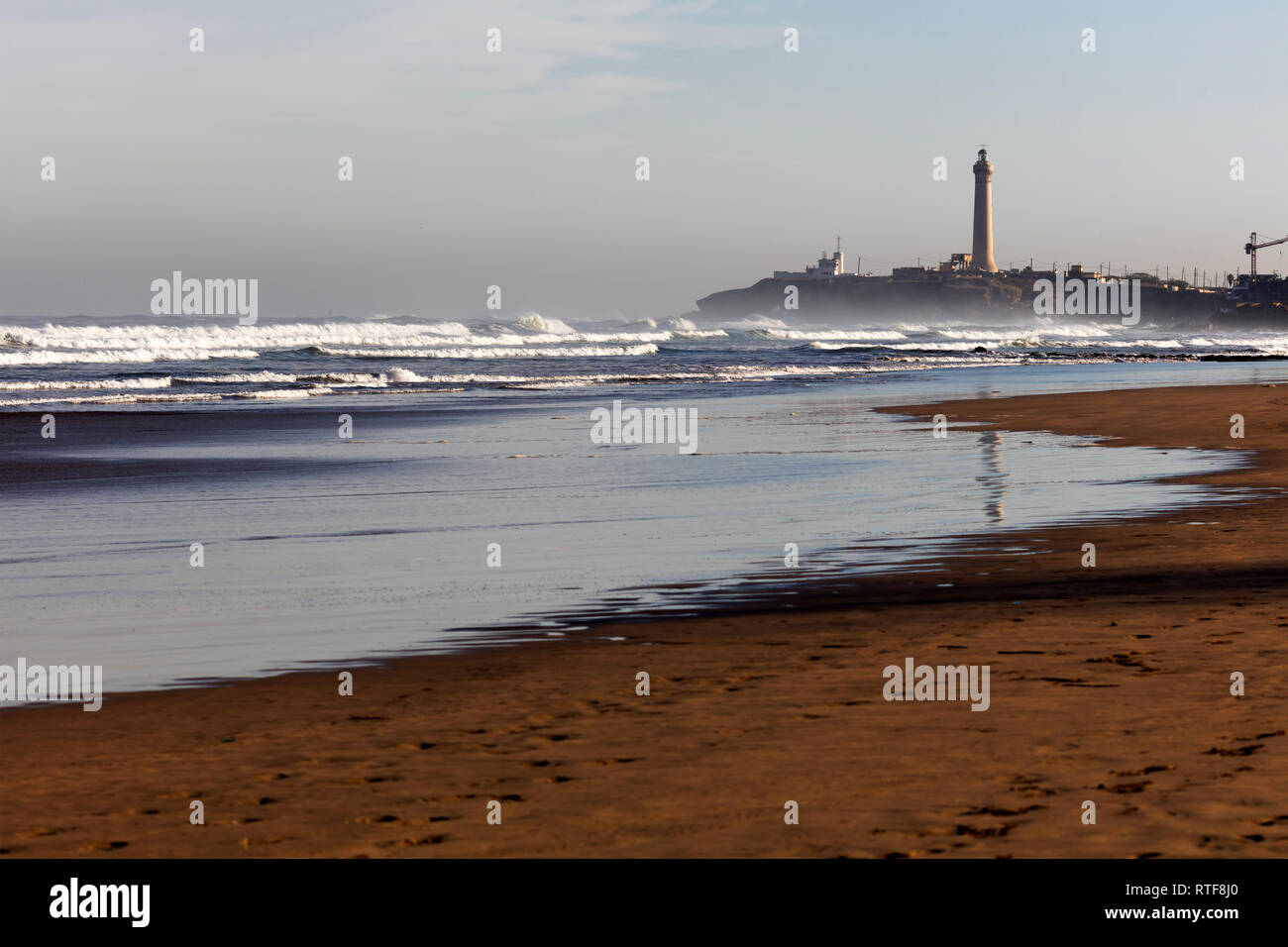Plage de l'océan atlantique, Casablanca, Maroc Banque D'Images