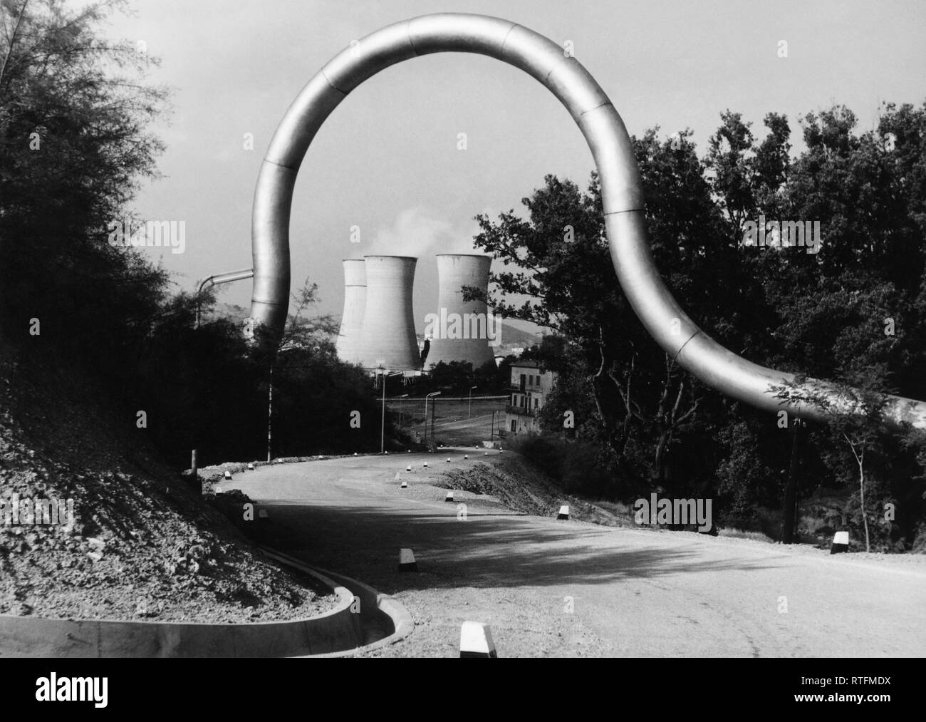 Centrale géothermique de Larderello, Cortona, Toscane, Italie 1963 Banque D'Images